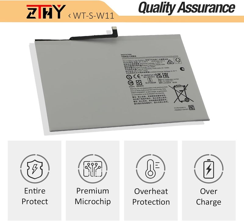 ZTHY WT-S-W11 Tablet Battery Replacement for Samsung Galaxy Tab A9+ A9 Plus 11" 11-inch Series SM-X210 SM-X215 SM-X216 SM-X218 SM-X218U SM-X218B SM-X216B SM-X216N SM-X210N SM-X210NA 1ICP3/80/107-2 - Image 4